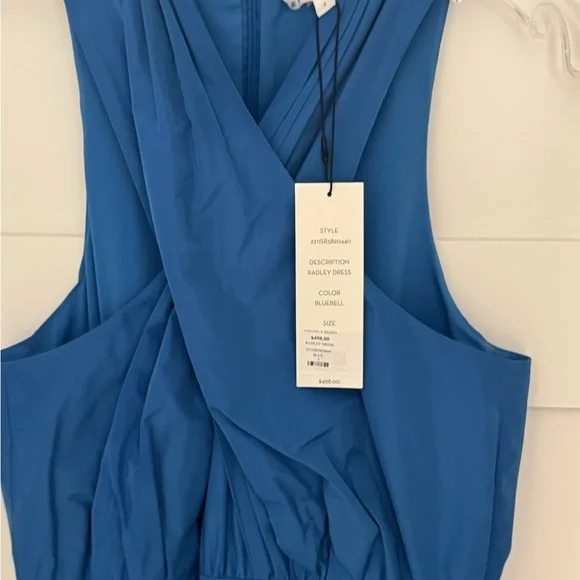 Veronica Beard Bright Blue Halter High-Low Dress - Picture 4 of 6